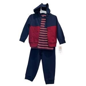 NEW 2T Boys CLOTHING SET 3pc Hoodie Jacket Tee Shirt & Sweatpants Carters Blue